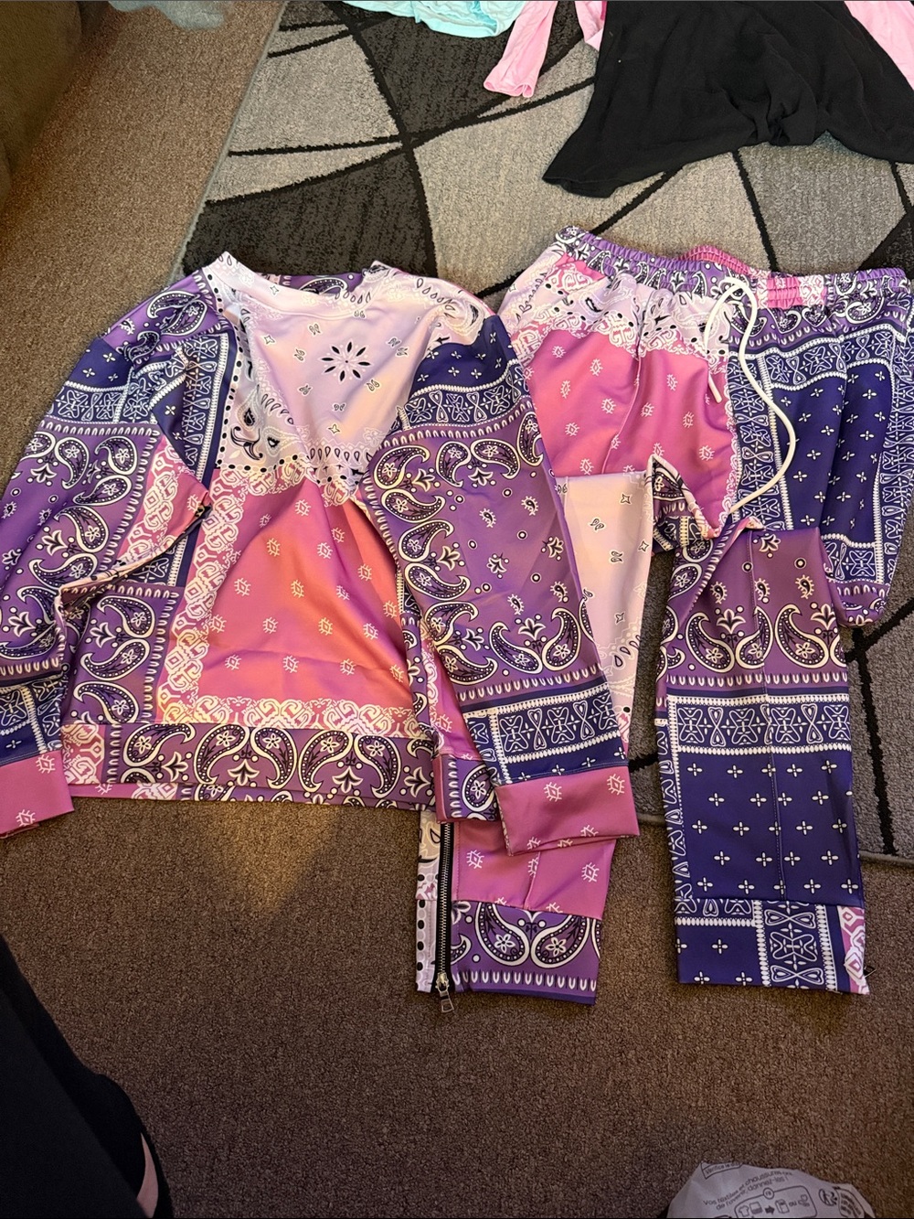 Womens Purple & Pink Bandana-Print 2peice set